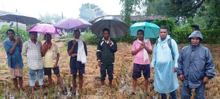 कलेक्टर जनदर्शन में ग्राम बरनालाकला के किसानों द्वारा जनदर्शन में अधिक वर्षा से फसल क्षति होने तथा क्षतिपूर्ति हेतु आवेदन प्रस्तुत करने पर अधिकारियों द्वारा फसल की क्षति का आकलन करने किया गया निरीक्षण
