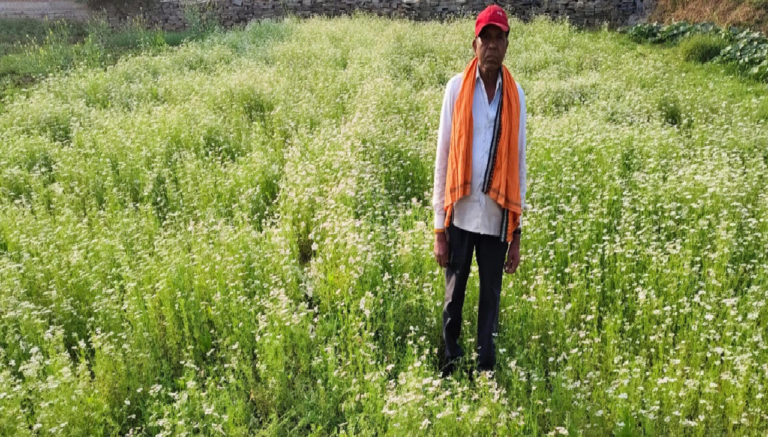CG : राष्ट्रीय बागवानी मिशन अंतर्गत धनिया की खेती से किसान रतिराम की बढ़ी आय