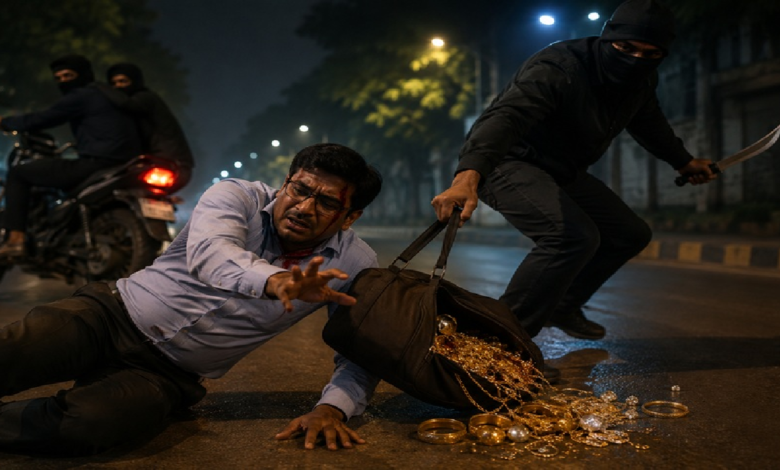 CG : तलवार की नोक पर करोड़ों की लूट, ज्वेलरी स्टोर मैनेजर पर हमला कर बदमाश फरार …