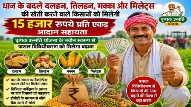 CG : धान के बदले दलहन, तिलहन, मक्का और मिलेट्स की खेती करने वाले किसानों को मिलेगी 15 हजार प्रति एकड़ आदान सहायता …