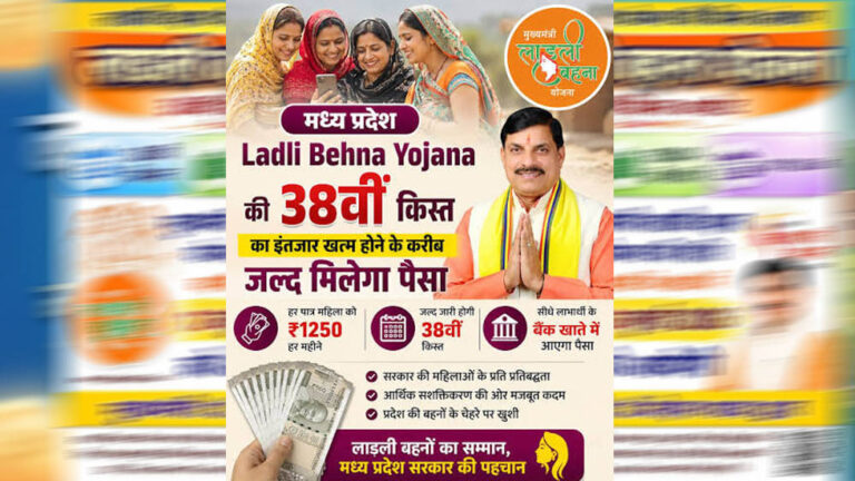 आज मिलेगा लाड़ली बहना योजना का लाभ, 38वीं किस्त के ₹1500 बहनों के खाते में भेजेंगे CM मोहन यादव