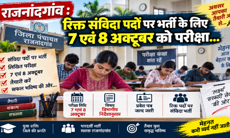 राजनांदगांव : रिक्त संविदा पदों पर भर्ती के लिए 7 एवं 8 अक्टूबर को परीक्षा…