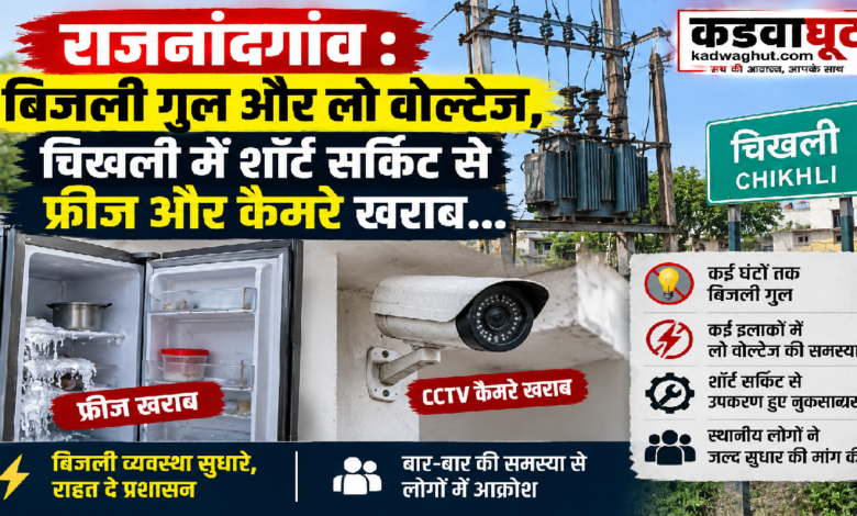 राजनांदगांव : बिजली गुल और लो वोल्टेज, चिखली में शॉर्ट सर्किट से फ्रीज और कैमरे खराब…