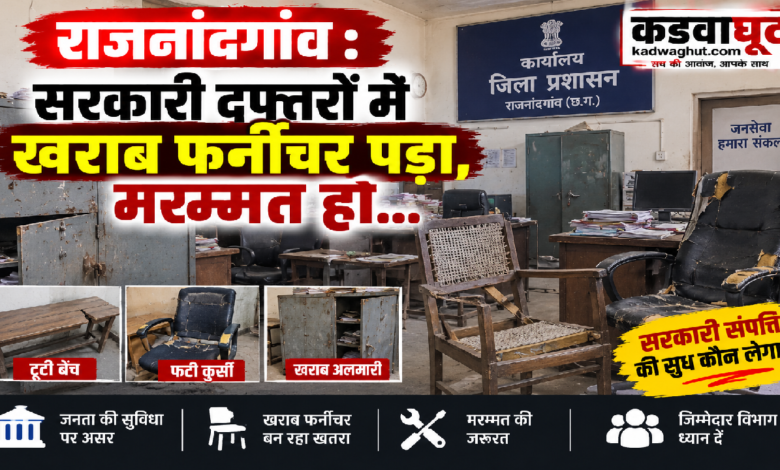 राजनांदगांव : सरकारी दफ्तरों में खराब फर्नीचर पड़ा, मरम्मत हो…