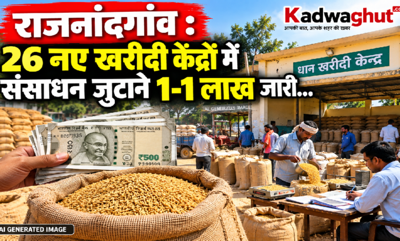 राजनांदगांव : 26 नए खरीदी केंद्रों में संसाधन जुटाने 1-1 लाख जारी…