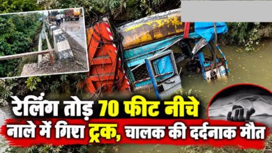 CG : रेलिंग तोड़ 70 फीट नीचे नाले में गिरा ट्रक, चालक की दर्दनाक मौत …