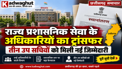 CG : राज्य प्रशासनिक सेवा के अधिकारियों का ट्रांसफर, तीन उप सचिवों को मिली नई जिम्मेदारी …