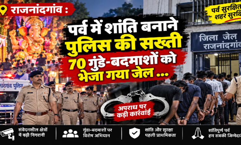 राजनांदगांव : पर्व में शांति बनाने पुलिस की सख्ती 70 गुंडे -बदमाशों को भेजा गया जेल …