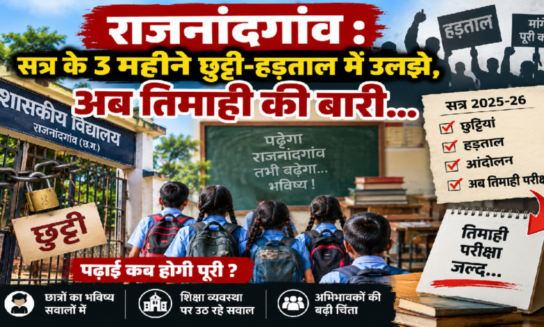 राजनांदगांव : सत्र के 3 महीने छुट्टी-हड़ताल में उलझे, अब तिमाही की बारी…