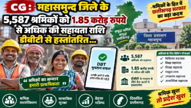 CG : महासमुन्द जिले के 5,587 श्रमिकों को 1.85 करोड़ रुपये से अधिक की सहायता राशि डीबीटी से हस्तांतरित…