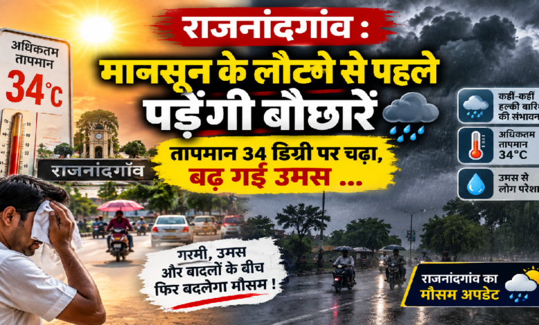 राजनांदगांव : मानसून के लौटने से पहले पड़ेंगी बौछारें तापमान 34 डिग्री पर चढ़ा, बढ़ गई उमस …