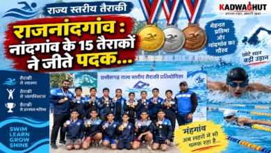 राजनांदगांव : राज्य स्तरीय तैराकी : नांदगांव के 15 तैराकों ने जीते पदक…