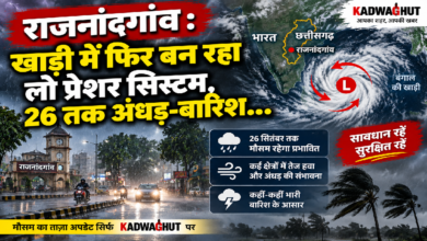 राजनांदगांव : खाड़ी में फिर बन रहा लो प्रेशर सिस्टम, 26 तक अंधड़-बारिश…