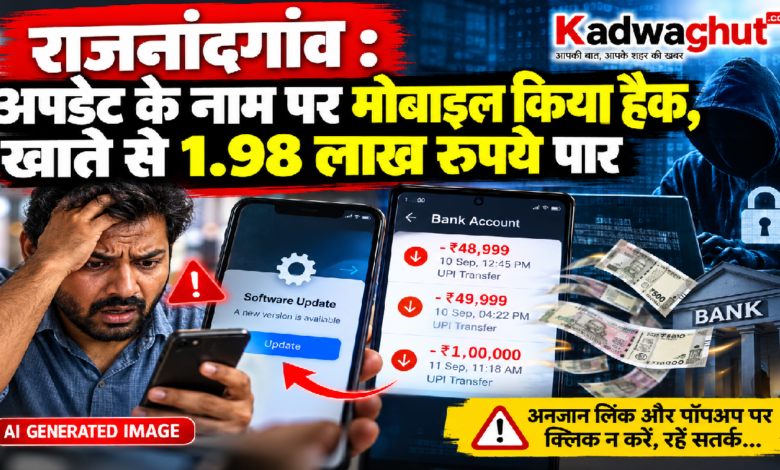 राजनांदगांव : अपडेट के नाम पर मोबाइल किया हैक, खाते से 1.98 लाख रुपये पार