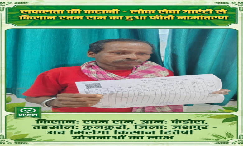 सेवा की कहानी : वर्षों से पिता के नाम दर्ज थी जमीन, लोक सेवा गारंटी से किसान रतम राम को मिला हक ...