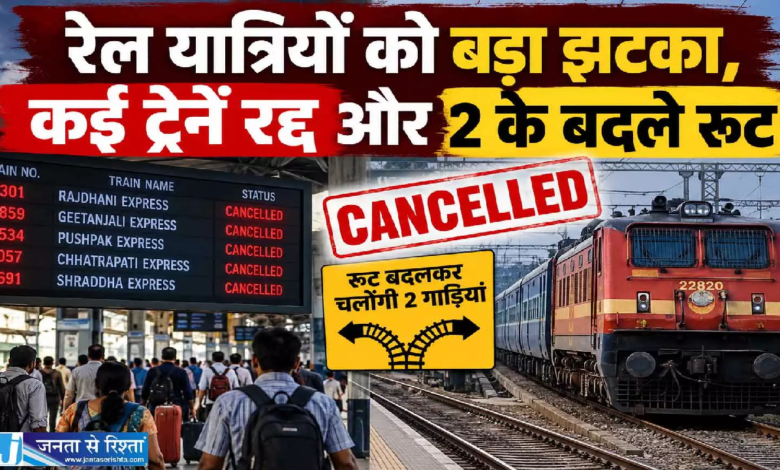CG : रेल यात्रियों को बड़ा झटका, कई ट्रेनें रद्द और 2 के बदले रूट …