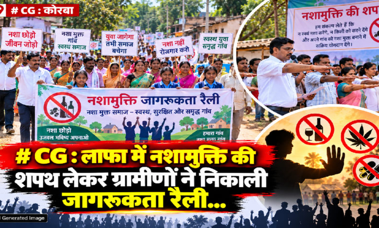 CG : लाफा में नशामुक्ति की शपथ लेकर ग्रामीणों ने निकाली जागरूकता रैली…