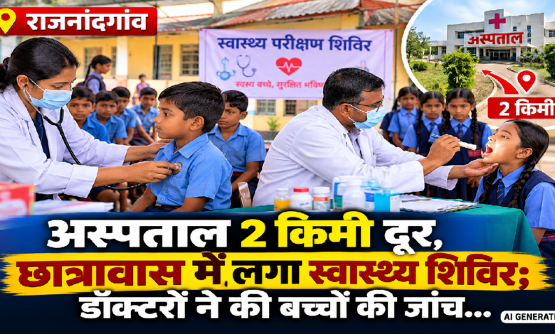 राजनांदगांव : अस्पताल 2 किमी दूर, छात्रावास में लगा स्वास्थ्य शिविर; डॉक्टरों ने की बच्चों की जांच...
