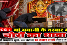 CG : मां भवानी के दरबार में चोरों का धावा, दान पेटी से 10 हजार रुपये लेकर फरार...