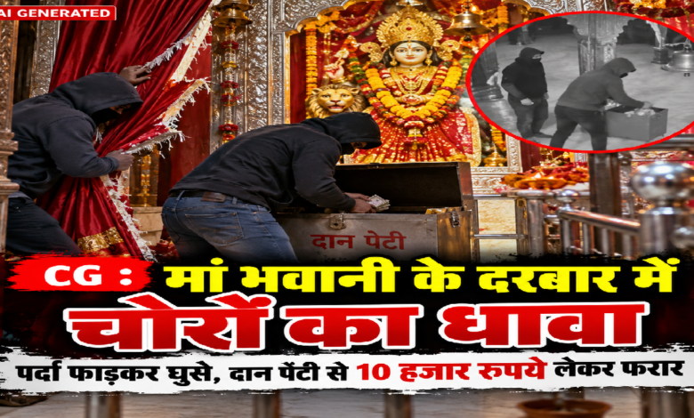 CG : मां भवानी के दरबार में चोरों का धावा, दान पेटी से 10 हजार रुपये लेकर फरार...