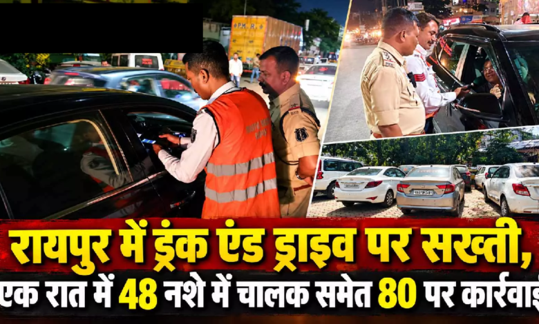 CG : रायपुर में ड्रंक एंड ड्राइव पर सख्ती, एक रात में 48 नशे में चालक समेत 80 पर कार्रवाई …