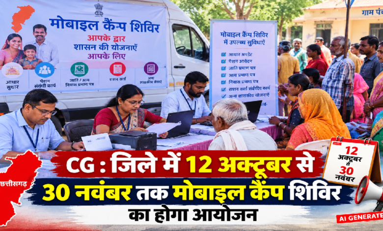 CG : जिले में 12 अक्टूबर से 30 नवंबर तक मोबाइल कैंप शिविर का होगा आयोजन...
