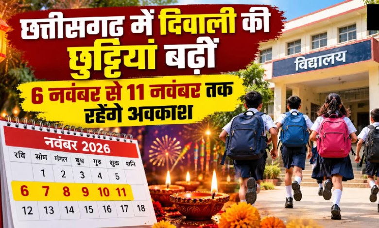 CG : छत्तीसगढ़ में दिवाली की छुट्टियां बढ़ीं, स्कूल शिक्षा विभाग ने जारी किया नया आदेश …