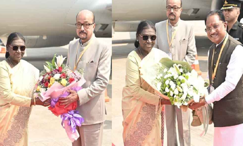 CG : रायपुर पहुंचीं राष्ट्रपति मुर्मु, राज्यपाल-मुख्यमंत्री ने किया स्वागत …